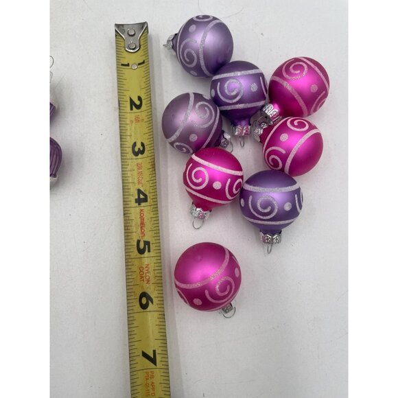 Vintage Purple Pink Glass Ornaments Set Tree Decor Retro Holiday Shiny Brite - Picture 4 of 6